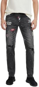 Betu Mens Jeans Relaxed Fit Straight Leg Denim Pants with Stretch Fabric(BM12,32) Grey