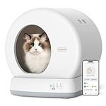 MeoWant Self-Cleaning Cat Litter Box, Integrated Safety Protection Automatic Cat Litter Box for Multi Cats, Extra Large/Odor Isolation/APP Control Cat Litter Box with Odor Eliminator & Mat & Liner