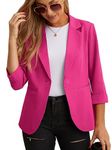 GRECERELLE Blazers for Women Lightweight Suit Jackets 3/4 Sleeve Casual Work Office Blazer Jacket with Pockets Hot Pink-8