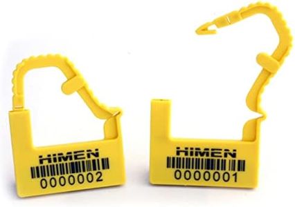 100 SCELLÉS DE SÉCURITÉ en plastique comme cadenas de HIMEN | numérotés consécutivement | avec code à barres | PAL | Joints | jaune
