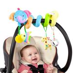 Baby car seat toys Activity Spiral Plush Stroller and Crib Toys for Travel accessories Hangings rattle toy(Elephant)