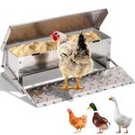 Svauoumu Rat Proof Treadle Chicken Feeder Without Waste Design Automatic Chicken Feeder,5 KG Capacity,Outdoor Weatherproof Galvanized Poultry Feeder for Chickens,Ducks and Geese Pheasant Feeder