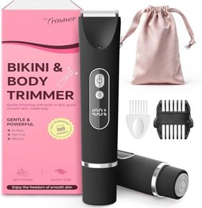 Cool Hair Bikini Trimmer for Women,Smooth Electric Razor for Sensitive Skin, IPX7 Waterproof Wet & Dry Cordless Body Shaver & Grooming Set for Bikini Area, Pubic Hair, Face, Underarms & Legs (Black)