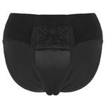 Nimiya Men's Cotton Hiding Gaff Panties Shaping Briefs Underwear Transgender Lingerie Bottom Black L