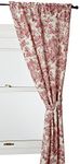 Ellis Curtain Victoria Park Toile 68-Inch-by-72 Inch Tailored Panel Pair with Tiebacks, Red