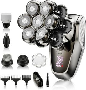 AntExpanse 7D Head Shavers for Bald Men, Upgraded Magnetic Detachable Electric Razor, IPX7 Waterproof Wet & Dry Rotary Shaver with LED Display, 3-Speed Adjustable Professional Grooming Kit (Silver)