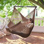 Large Hammock Chair with Spreader Bar, Caribbean Hanging Rope Swing Chair, XL Hammock Chair Outdoor, Indoor, Bedroom, 330 LBS Weight Capacity, Dark Brown