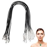 10pcs Waxed Necklace Cord with Lobster Clasp,Cotton Necklace Cord,Adjustable Braided Necklace Rope,Leather Braided String Cord for DIY Necklace Bracelet Jewelry(1.5mm,Black)