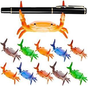 Jecery 10 Pcs Crab Pen Holder Japanese Funny Weightlifting Crabs Pen Stand Creative Cute Pen Holder Storage Rack for Single Pencil Storage Office Desk Display Decorations Stationery Gift, 5 Colors