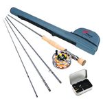 8 Fans Fly Fishing Rod and Reel Combos with 4-Sections Portable Fly Rod and CNC-machined Aluminum Alloy Fly Reel,Fly Fishing Complete Starter Package (9ft 7/8wt)