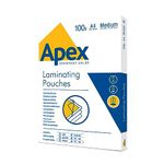 Fellowes Apex A4 Laminating Pouches, Glossy Finish, 100 Sheets - Medium - Ideal for Notices, Photos, Creatives and Everyday Use