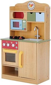 Teamson Kids Little Chef Florence Classic Wooden Play Kitchen with Accessories, Wood Grain