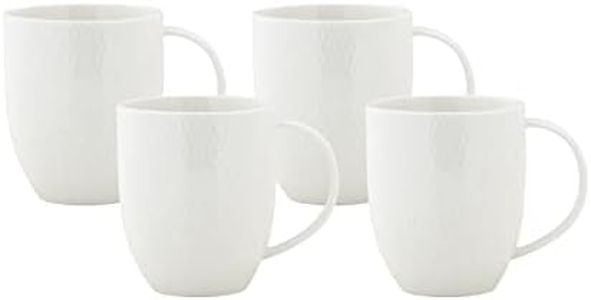 Maxwell & Williams White Basics Diamonds Coupe Mug 370ML Set of 4 Gift Boxed