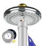 Solar Flag Pole Light, 1800 Lumen 60 LEDs Flagpole Light Solar Powered for Most Outdoor 15 to 25 Ft Flag Poles, Waterproof, Auto On at Dusk and Off at Dawn, Deluxe Silver