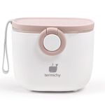 Termichy Milk Powder Scoop Baby Milk Powder Dispenser, 250 g Airtight Portable Milk Powder Container for Travel, with Scraper and Spoon (Pink and White, 1 Piece)