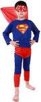 ULTIMATE LOOKS Hosiery Fabric Superman Avenger Superhero Costume For Kids Halloween Dress Fancydress Birthday Gift | Cosplay Bodysuit for Boys and Girls (5-6 Years), superman dress only