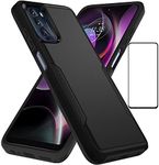 for Motorola Moto G 5G 2022 Case with Screen Protector,Slim Fit Bumper Heavy Duty Dual Layer Rugged Shockproof Armor Defender Back Cover Protective Phone Case for Moto G 5G 2022 (Black)