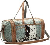 Myra Bag Floral Cowhide & Upcycled Canvas Travel Bag S-1160
