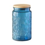 ANSQU 34oz Blue Glass Jar, Candy Jar with Lid, Vintage Colored Mason Jar for Kitchen Decorative Jar for Coffee Tea Candy Cookies, Cute Jar (Blue, 1 Pack)