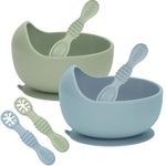 Baby Bliss 6 Piece Suction Baby Bowls & Training Baby Spoons, 100% Food Grade Silicone Baby Feeding Set, Self Feeding Baby Bowl and Baby Utensils for Baby Led Weaning, BPA Free