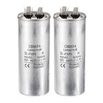 PATIKIL 55uF 55MDF 450V AC Fan Start Capacitor,2Pcs CBB65 Circular Run Capacitor for AC Motor Run Air Conditioner Cool Heat Pump Condenser Straight