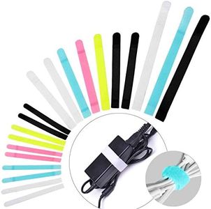 Avantree Pack of 50 Reusable Cord Organizer Keeper Holder, Fastening Cable Ties Straps for Earbud Headphones Phones Electronics Electrical Computer PC wire wrap Management, Assorted 3 Size and 5 Color