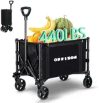 Collapsible Folding Wagon, Heavy Duty Collapsible Wagon Cart, Foldable Utility Grocery Wagon for Camping, Sports, Garden, Shopping, Black - 330 lbs Capacity (Black)