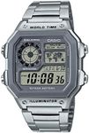 Casio Men's 10 Year Battery Quartz Watch with Stainless Steel Strap, Silver, 24.1 (Model: AE-1200WHD-7AVCF)