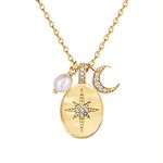 PAVOI 14K Gold Plated Star, Coin, Butterfly, Lightning Cluster Pendant Necklace for Women (Cluster, Yellow Gold Plated)