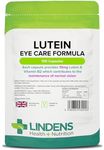 Lindens - Lutein 10mg, 100 Capsules - UK Made - Marigold Extract with Vitamin B2 - Vision & Eye Health, Standardised Potent Extract - Letterbox Friendly - Vegan