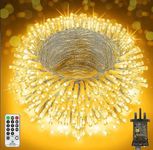 403 FT 1000 LED Christmas Lights Outdoor Decorations Super Long Fairy Lights Mains Powered Waterproof String Lights Plug In with Remote Timer 8 Modes for Outside Garden Tree House Holiday Warm White