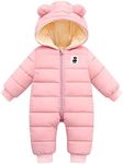 Happy Cherry Thermal Jumpsuit Unisex Baby Snowsuit One-Piece Hooded Romper Toddler Down Snow Wear Pink, 6-12 Months