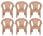 PETALS Crystal Plastic Chairs | Plastic Sofa Chair for Home and Garden | Bearing Capacity Upto 150kgs (Beige) (Set of 6)