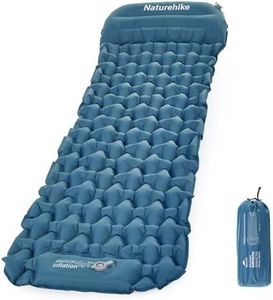 Naturehike Camping Sleeping Air Mattress with Pillow Built-in Foot Pump, Ultralight Inflatable Sleeping Pad for Backpacking, Hiking, Traveling (Navy Blue)