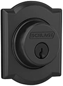 SCHLAGE Lock Company B60CAM622 Series Deadbolt Camelot Rose Single Cylinder Deadbolt, Matte Black