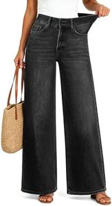 UPNET Women’s High Waisted Baggy Jeans – Stretchy Wide Leg Tummy Control Straight Leg Denim Pants Trendy Jeans for Women 2025 (US, Numeric, 12, Regular, Regular, Black)