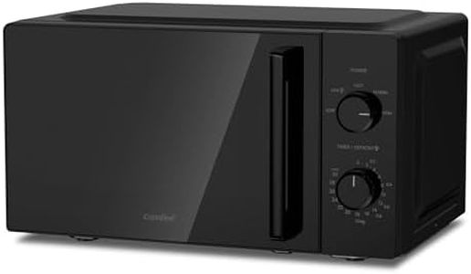 COMFEE' 20L Compact Microwave, 700W Black Solo Manual Microwave with Inverter,5 Power Levels,Quick Defrost,Easy Clean,Dial Timer,Small for Kitchen- CMO-MM202NF(BK)