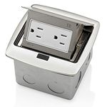 Leviton PFTR1-BN, Brushed Nickel Pop-Up Floor Box with 15 Amp, Tamper-Resistant Outlet