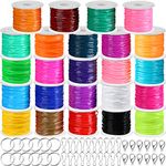 Gimp String Plastic Lacing Cord Kit with 24 Rolls Gimp Bracelet Cord 24 Pcs Jewelry Lobster Clasp 24 Pcs Key Chain Ring Lanyard Clips 24 Pcs Snap Lanyard Hooks (Normal)