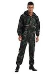 YiZYiF Mens Hooded Raincoat Waterproof Coveralls Professional Outdoor Utility Workwear One Piece Jumpsuits Tall and Big Camouflage 4XL