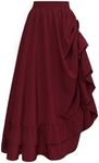 Women's Renaissance Skirt Ruffle Ren Faire Medieval Long Maxi Skirt Wine S