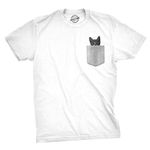 Crazy Dog T-Shirts Mens Pocket Cat T Shirt Funny Printed Peeking Kitten T Shirt 3XL White