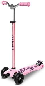 Maxi Micro Deluxe Kids Scooter - 3 Wheel Kick Scooter with Adjustable Height - Black (Rose Pink)