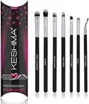 Professional Eye Makeup Brushes by Keshima, Set Includes Eyeshadow Brush, Eyeshadow Smudge Brush, Eye Shadow Blending Brush, Angled Crease Brush, Pencil Brush, Angled Eyeliner, Bent Eyeliner Brush