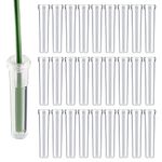 AIEX 48pcs Floral Water Tubes Reusable Plastic Flower Tubes with Silicone Cap for Flowers Plants 7.2x1.8cm/2.8x0.7inch(White Clear)