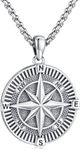 Eusense Compass Necklace 925 Sterling Silver Compass Pendant Graduation Jewellery for Men Women