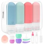 Etopgo 17 Pack Travel Bottles for Toiletries,TSA Approved Leak Proof Silicone Squeezable Containers Travel Accessories for Conditioner, Shampoo, Lotion & Body Wash