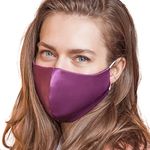 Wedding Face Masks with Nose Wire Washable UK Silk Satin 4 Layer Mask with Filter Pocket & Adjustable Ear Loops (Purple Satin)