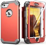 IDweel for iPhone 6S Case, for iPhone 6 Case with Screen Protector(Tempered Glass),3 in 1 Shock Absorption Heavy Duty Hard PC Covers Soft Silicone Full Body Protective Case for Girls,Orange/Dark Grey