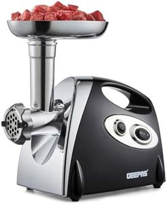 Geepas Electric Meat Grinder 1800W – Stainless Steel Meat Mincer & Sausage Stuffer, Food Grinding Mincing Machine with Kibbe – 3 Different Cutting Plates, Reverse Function, Plastic Housing (Black)